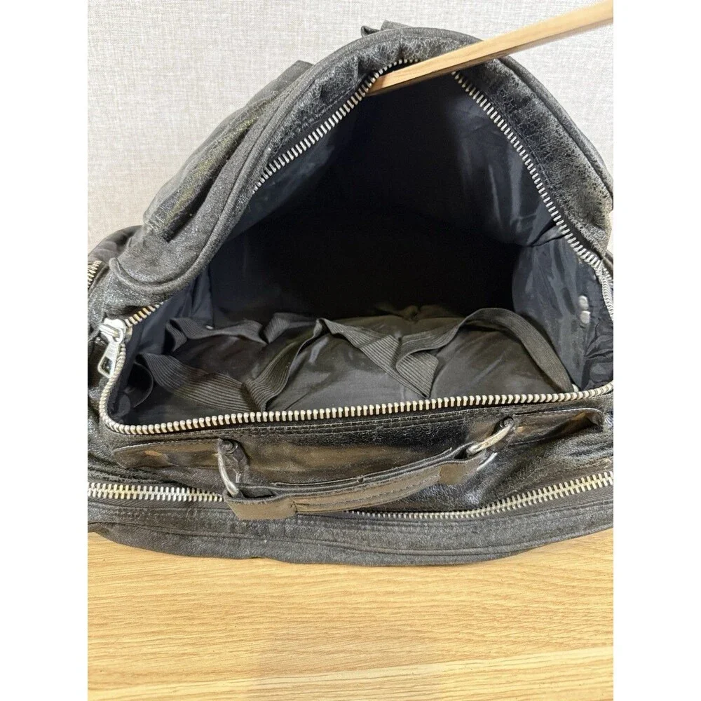 Vintage Unbranded Black Multi-Pocket Utility Crossbody Bag - Heavily Distressed